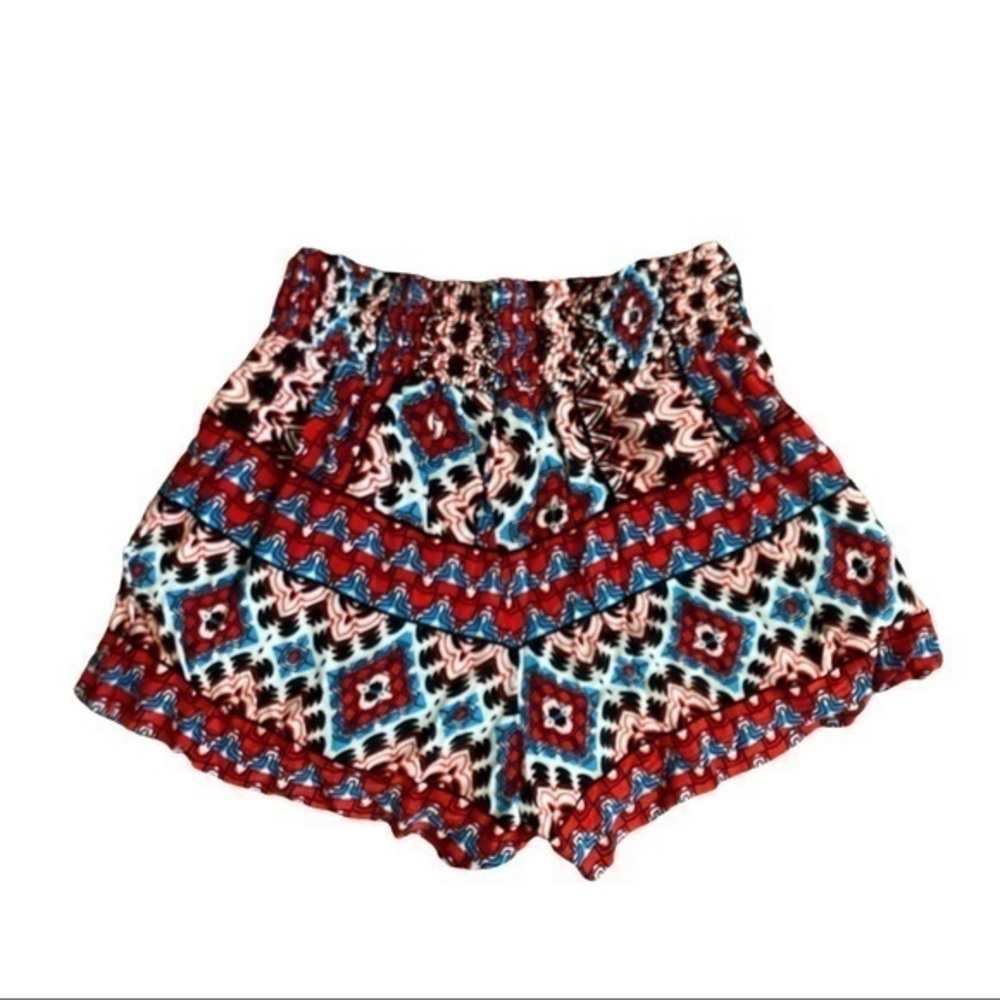 Lily White size small soft short shorts smocked elastic waist, colorful, pockets